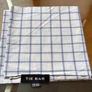 Tie Bar Blue and White Checkered Pocket Square